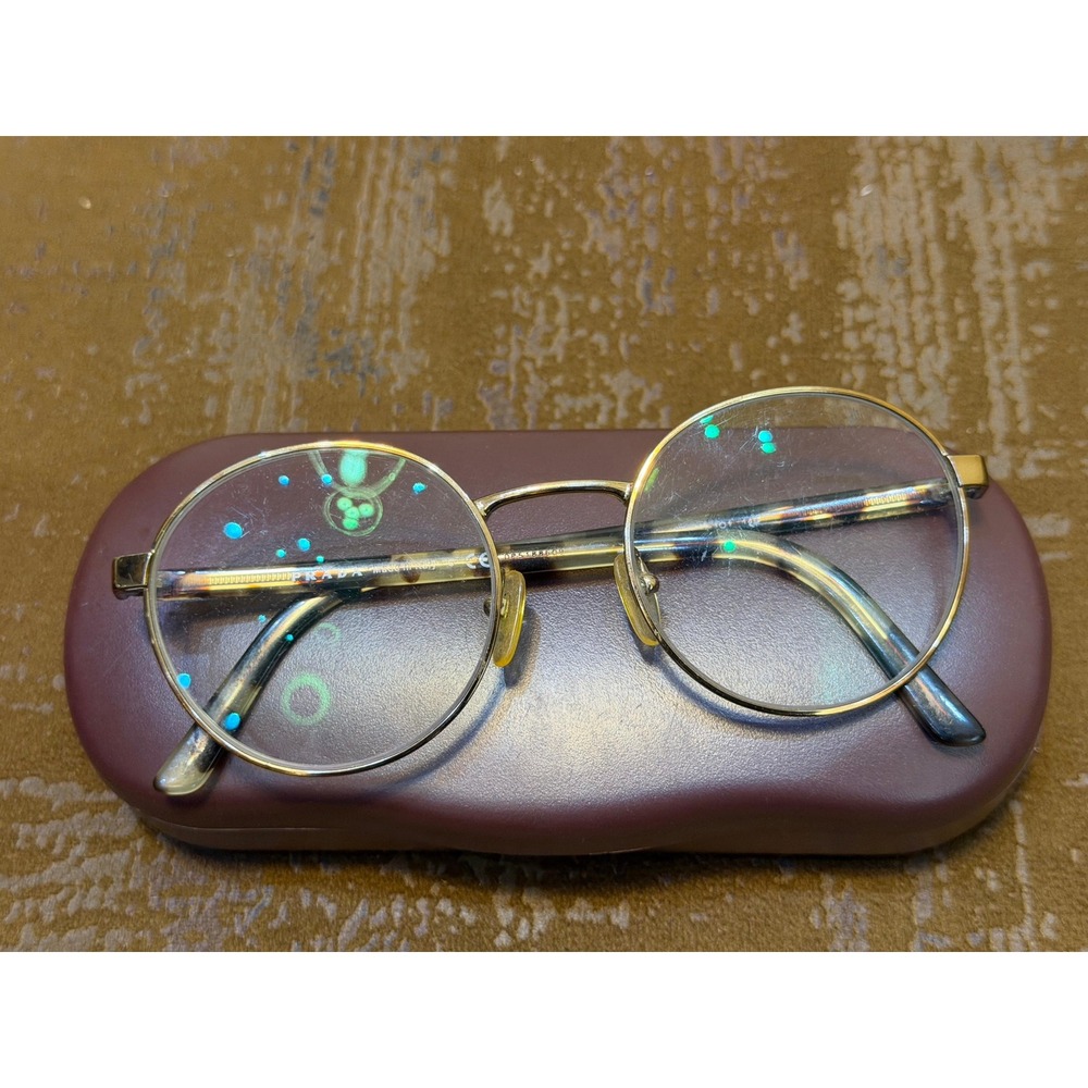 Prada VPR 52X Gold Round Eyeglasses Tortoise Shell Frames Italy 51-19-140